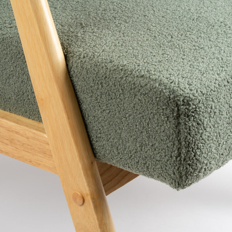 Light Green Boucle Flat Arm Chair